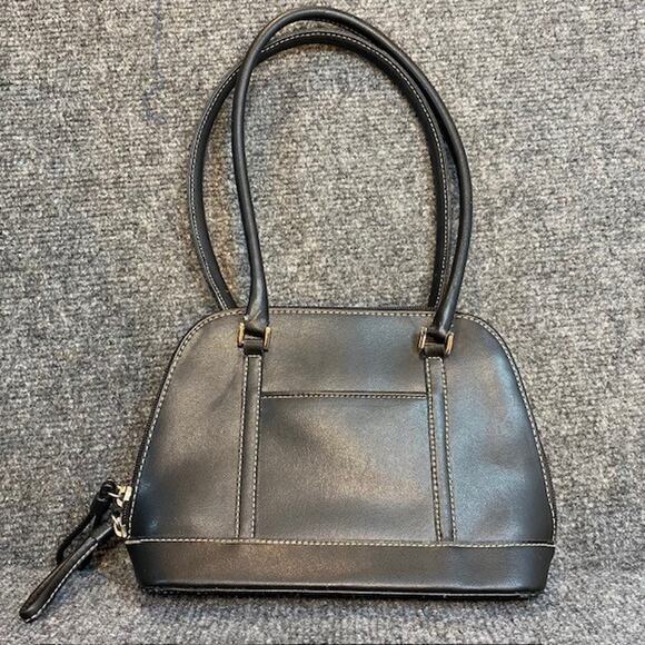 Liz Claiborne Handbags - Vintage Y2K Liz Claiborne Black Faux Leather Bag Purse Double Handles Small